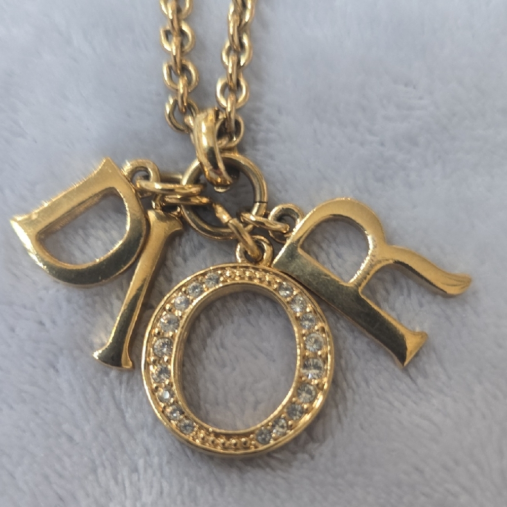 Dior Gold Letter Charm Necklace